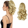 Ponytail Extension, Clip on Ponytails for Women, 12" Claw Clip in Short Curly Wavy Pony Hair Extension for Women - Light Honey Blonde