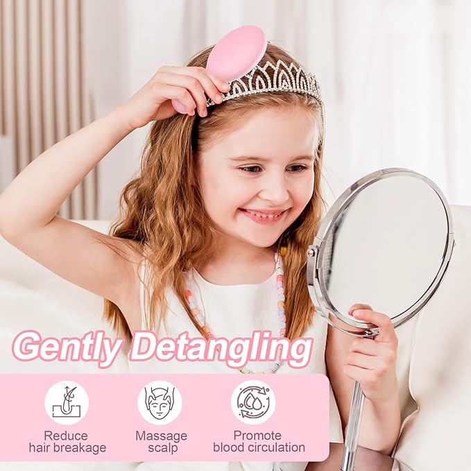 Mini Hair Bursh for Kids Women and Men, Protable Travel Size Hair Brush for Pockets Purse backpack,Mini Detangler Brush for All Hair Types, Small Hair Brush for Detangling(1 Pack-Pink)