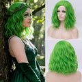 BUFASHION 14" Women Short Lime Green Kinky Straight Cosplay Synthetic Wigs With Air Bangs 46 Colors Available (Lime Green)