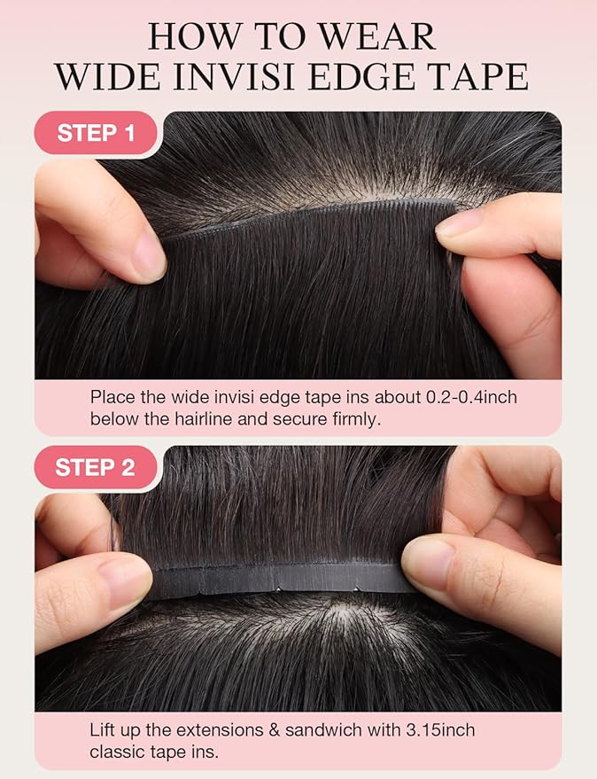 DOORES Invisi Edge Tape in Wide Hair Extensions Human Hair, Dark Brown to Chestnut Brown 4PCS Injection Tape ins 20g 14 Inch, Virgin Human 3 Inch Wide Injected Extensions Invisible