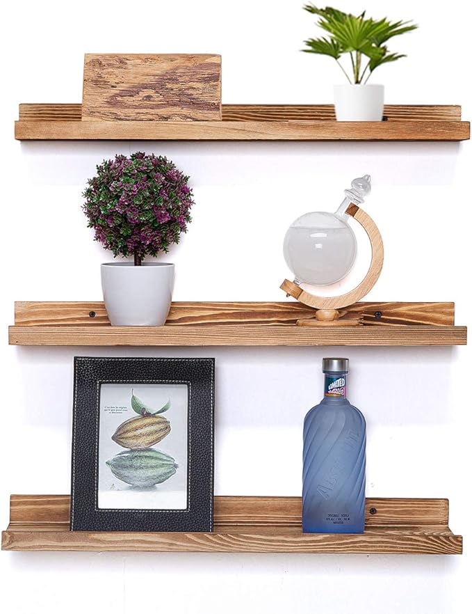 AZSKY Floating Shelves Set of 3, Picture Ledge Shelf, 24 Inches Long Large Nursery Book Shelves for Toys Storage, Kids Bookshelf Wall Mounted for Living Room Bedroom Decor Books Photo Frames