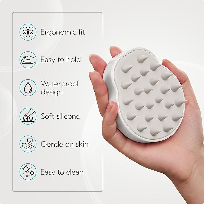 HEETA Scalp Massager Shampoo Brush 2 Pack, Soft Silicone Bristles to Remove Dandruff, Waterproof Scrubber for Wet Dry Hair, Suitable for Men & Women (Light Beige&Green)