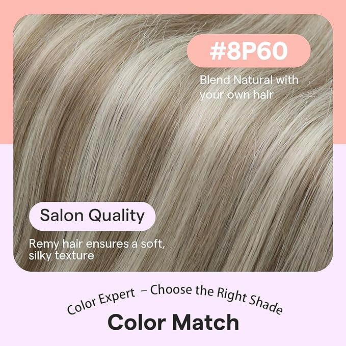 Full Shine Clip in Extension, Ash Blonde Higlight Light Blonde Hair Extensions Real Human Hair, 18 Inch Straight Natural Hair Extensions Clip ins, Double Wefr Add Thickness 7 Pcs 120g