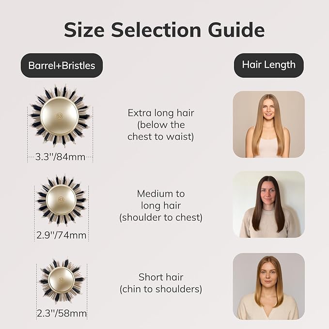 Sndyi Nano Thermal Ceramic & Ionic Tech Round Hair Brush with Boar Bristles, Professional Barrel Brush for Styling, Curling and Straightening, 2 Pack