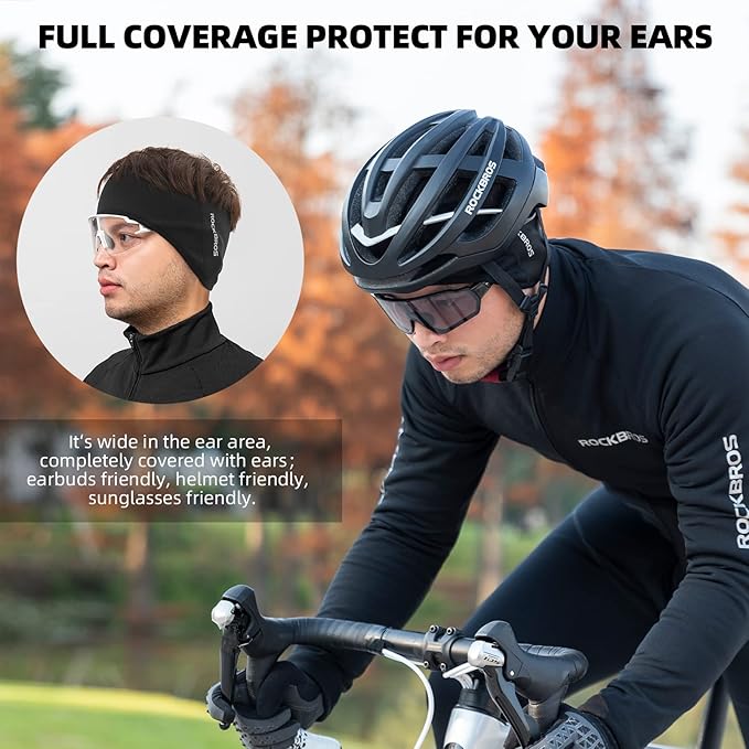ROCKBROS Fleece Ear Warmers Earmuffs Headband Men Women for Running Skiing Cycling Warm Ear Cover for Winter Cold Weather