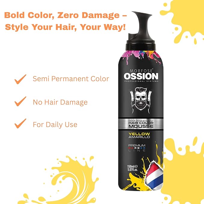 Morfose Ossion Semi Permanent Hair Color Mousse, 5.07 Fl Oz (Yellow, 5.07 Fl oz)