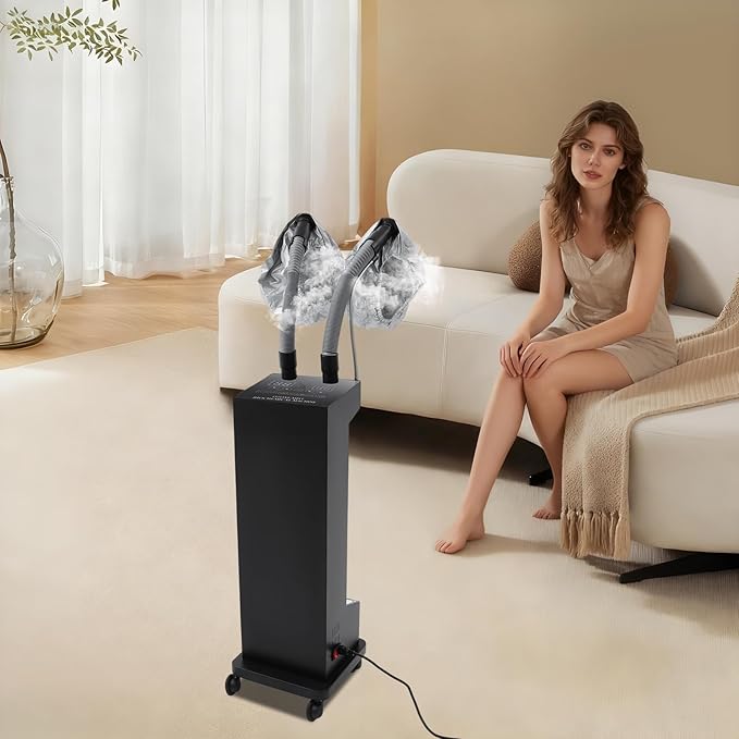 Professional Hair Steamer, 110V 650W Vertical Hair Care Machine Micro Mist Hair Color Processor with Rolling Wheels, Salon Spa Equipment for Home, Barber Shop (Black)