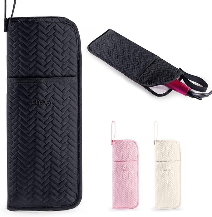 Hair Tools Travel Bag, Heat Resistant Curling Iron Holder & Flat Iron Case, Hot Tools Organizer Pouch for Hair Straightener, Hair Dryer, Crimper & Styling Accessories, Travel Makeup Bag