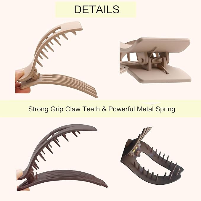 6 Pack Flat Hair Clips for Women,Large Claw Clips Strong Hold Hair Clips for for Thick & Thin Hair for Daily Styling