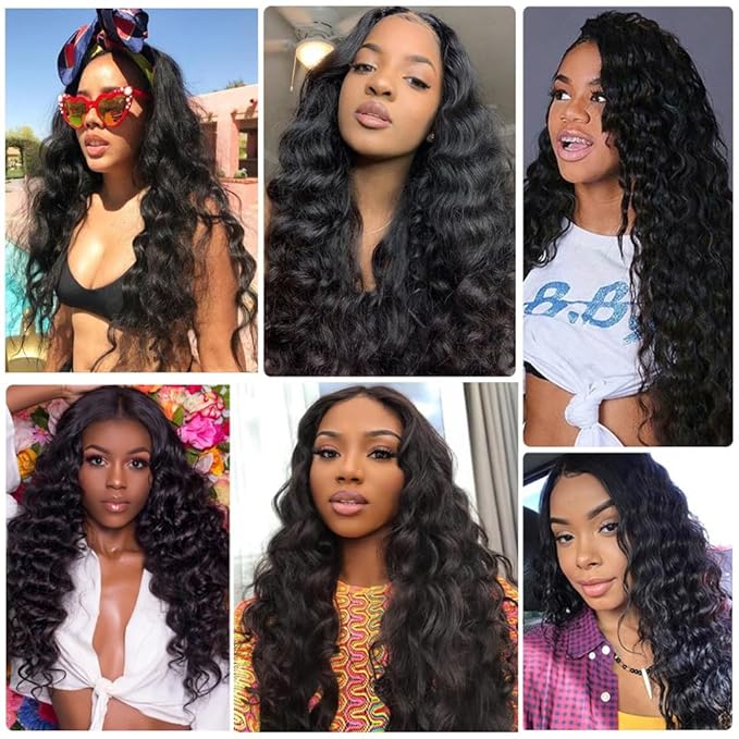 Bundles Human Hair Natural Black Deep Wave Bundle Niegmeag Brazilian Virgin Soft and Silky Remy Hair 3 Bundles 12 14 16 Inch Double Weft Color 1B Deep Wave Bundle Hair Weave