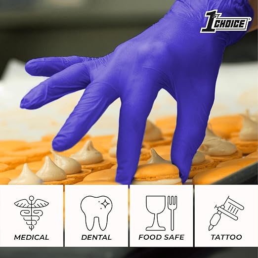 1st Choice Nitrile Gloves Medium, 3 Mil Indigo Nitrile Gloves Disposable Latex Free, Box of 100 Medical Gloves