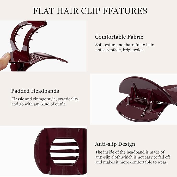8 PCS Flat Hair Clips for Women French Matte Flat Claw Clips for Thick & Thin Hair No-Slip Hair Barrettes, Strong Hold Styling Accessories