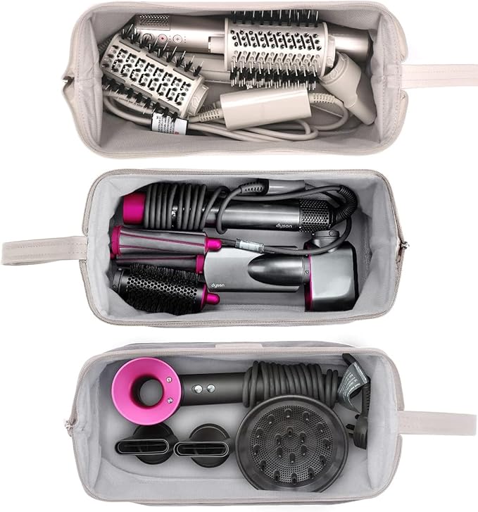 BUBM Travel Case for Dyson Airwrap Styler/Shark Flexstyle,Portable Carrying Case for Dyson Supersonic Hair Dryer,Waterproof Anti-Scratch Dustproof Protection Organizer Travel Storage Bag (Light Gray)