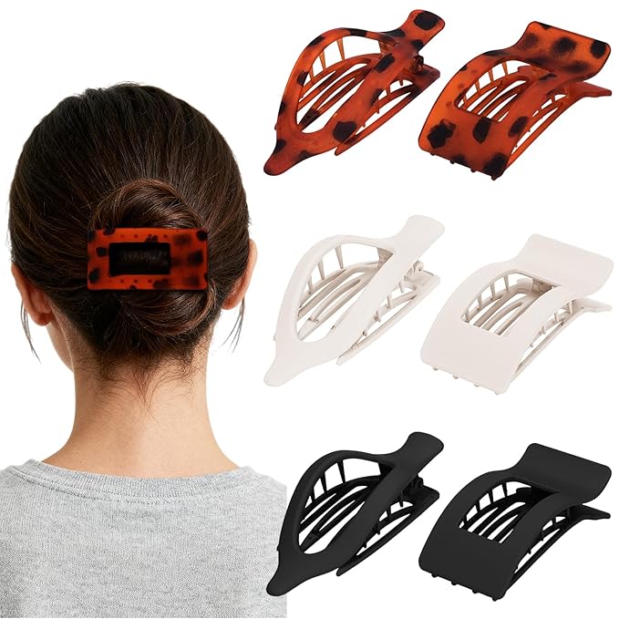 6 Pack Flat Hair Clips for Women Girls, French Flat Claw Clips for Think Hair Thin Hair with Strong Hold, Non-Slip, Matte Classic Barrettes for All Hair Styling