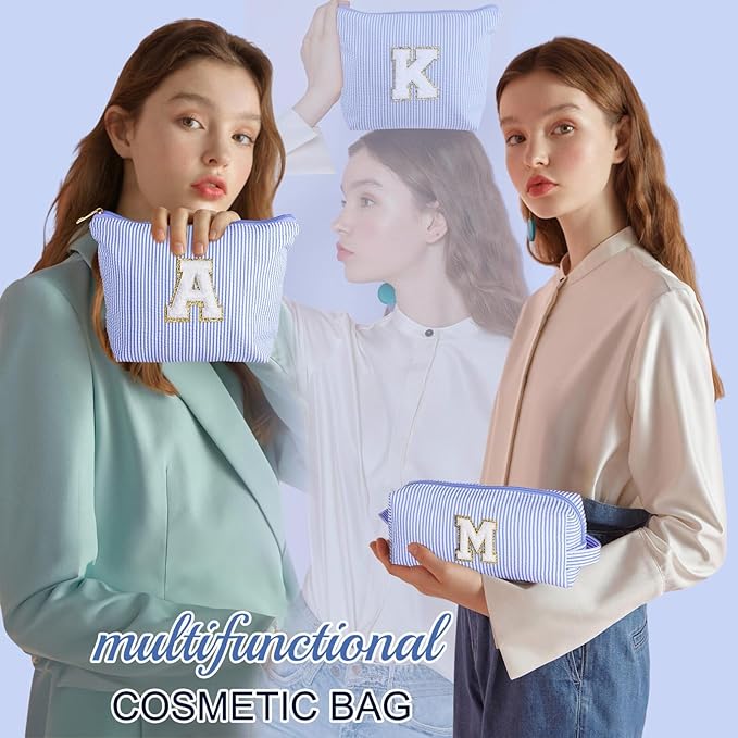 YOOLIFE Travel Makeup Bag for Women, Initial Make Up Bag with Makeup Brush Bag Monogram Makeup Bags 2 Pieces Cute Makeup Bag Personalized Sister Gifts Best Friend Birthday Gifts for Women Her Mom H