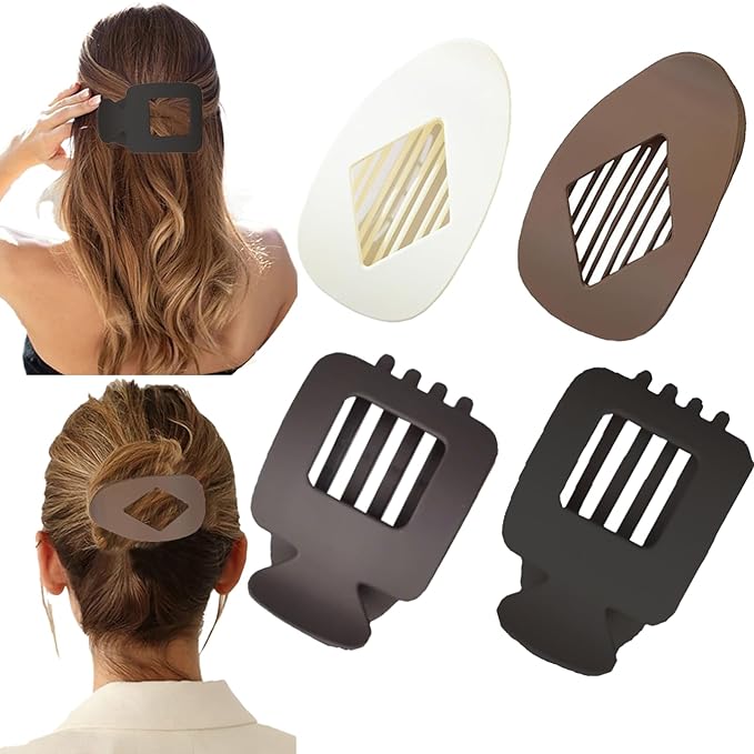 Large Flat Hair Clips for Woman,4PCS French Flat Hair Claw Clips,Duckbill Hair Clips for Thick and Thin Hair,Matte No-Slip Hair Clip Strong Hold Barrettes