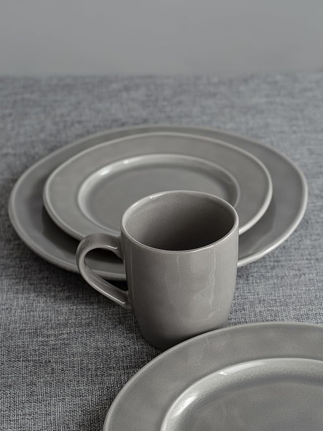 famiware Aurora Coffee Mugs, 14oz Mug Set of 4, Stoneware Mug, Cups for Kitchen, Cappuccino, Latte, Reactive Glaze, Microwave Safe, Scractch-resistant, Slate gray