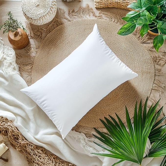 Silky Smooth Satin Zipper Bed Pillowcases Cooling,Anti-Frizz,and Gental on Skin Pack of 2 (White, Standard (20x26))
