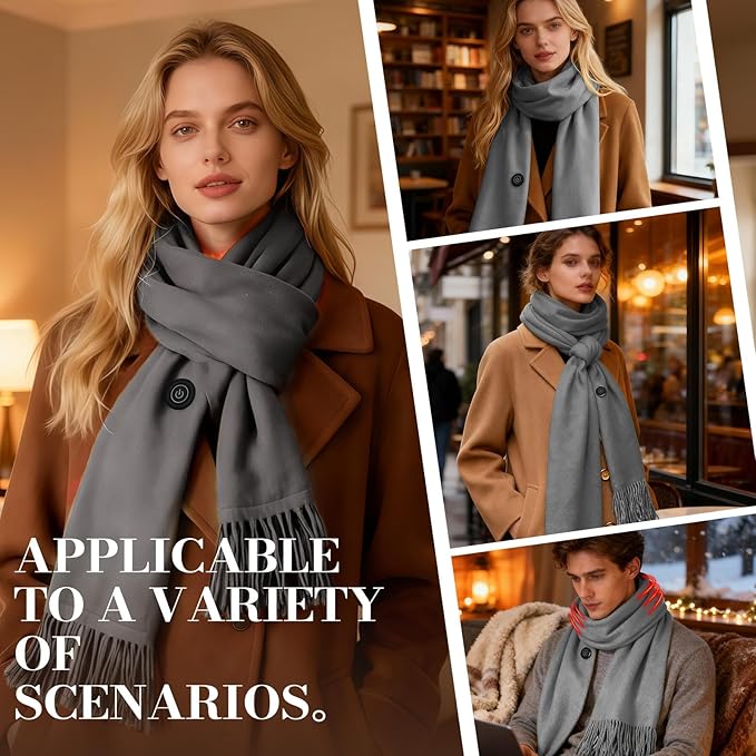 EN'DA professional Heated Scarf for Women and Men with Rechargeable Battery, Winter Electric Scarf for Cold Weather