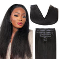 Lashey Yaki Straight Clip Ins 16 Inch 110g 7Pcs Seamless Hair Extensions Real Human hair, Natural Black Clip in Hair Extension for Women Real hair