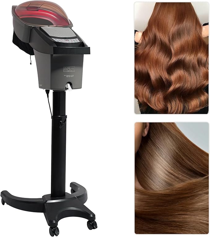 Hair Steamer, 7 Light Professional Standing Deep Conditioning Hair Steamer with Care Hood, 700W Height Adjust Ozone Household Hair Care Oil Treatment Dyeing Machine for Salons, Barbershops