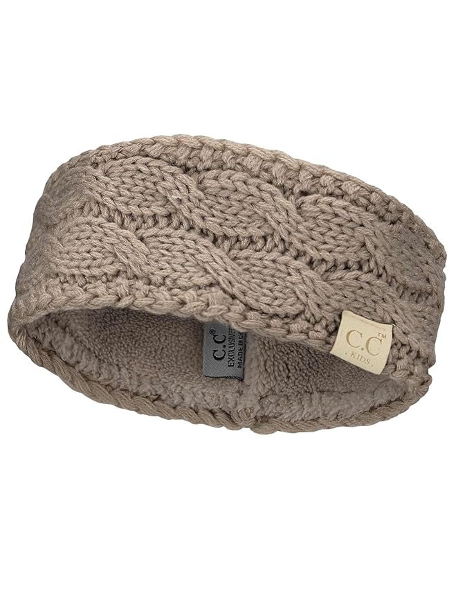 C.C Children's Kids' Winter Warm Cable Knit Fuzzy Lined Ear Warmer Headband