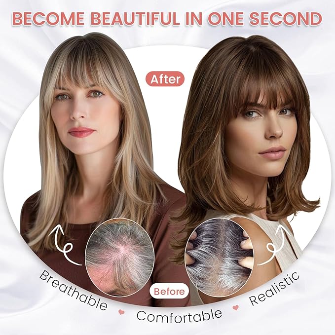 YAMI Hair Toppers for Women Real Human Hair Toppers for Women with Thinning Hair Topper with Bangs (Honey Blonde with Dark Brown Root)