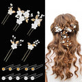 15Pcs Pearl Wedding Hair Pins Set, Floral Bridal Hair Clips with Gold Leaves, Vintage Hair Jewelry for Women Bridesmaids Flower Girls Wedding Hairstyles Accessories (Gold)