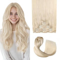 Pro2.0 Clip in Hair Extensions Real Human Hair 120g Thick 7pcs Color #60 Platinum Blonde Remy Real Human Hair Extensions Clip ins 14inch Seamless Double Weft for Women（#60-14inch）
