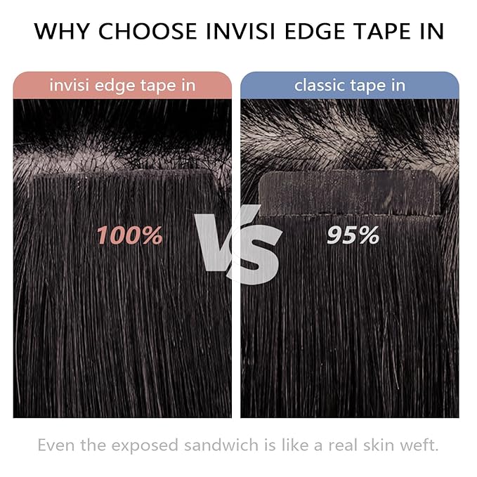 COOKAYU Invisible Tape in Human Hair Extensions, Medium Brown Injected Tape ins Real Human Hair Seamless Extensions 20pcs 45g 20Inch