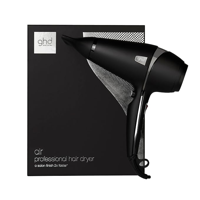ghd Air Hair Dryer — 1600w Professional Blow Dryer, Salon Strength Motor, Concentrator Nozzle, Adjustable Temperature Setting, and Ionic Technology for Super-Fast Drying — Black