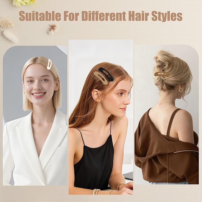 Flat Hair Clips for Women - 12 Pack Matte Non-Slip Flat Claw Clips for Thin Hair, 6 Colors Daily Use Hair Clips Flat Design Comfort Clips