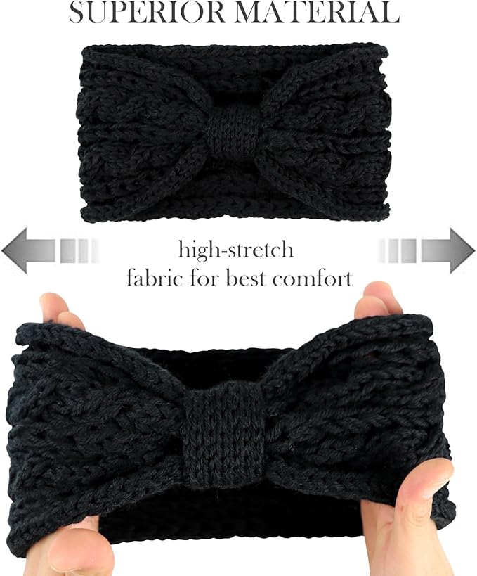 DRESHOW Knit Crochet Headband for Women Ear Warmer Soft Turban Stretch Warmer Headbands Winter Fashion Head Wrap