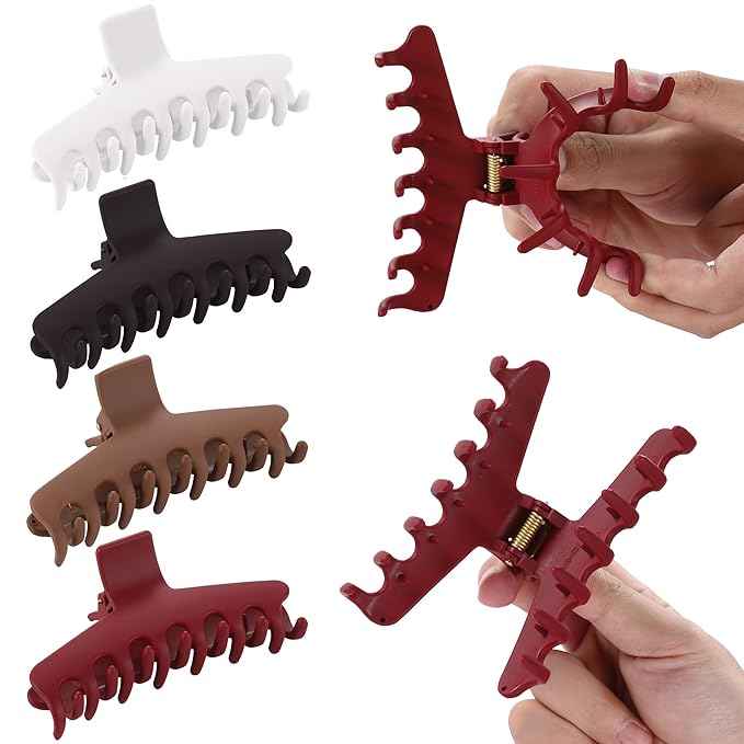 4Pcs Cloud Claw Clips for Women, 4.3 Inch Non-Slip Strong Hold Hair Claws, Unbreakable & Durable TPEE-Silicone Blend, Large Bendable Cozy Hair Clip for Thin/Thick/Curly Hair, All-Day Comfort