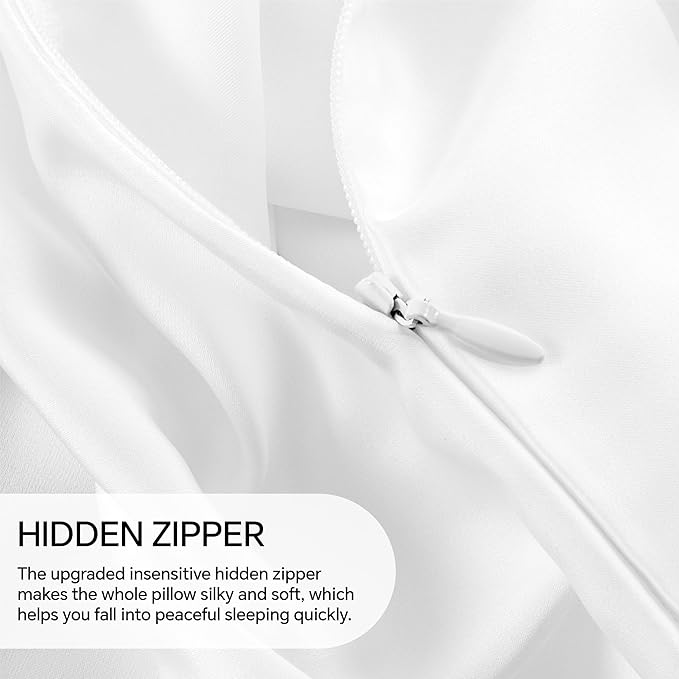 INFIIXSO Mulberry Silk Pillowcase for Hair and Skin, Silk Pillow Cases Standard Size with Hidden Zipper 20x26 Inches, Extraordinary Smooth and Soft Cooling Pillow Cases for Hot Sleepers(White, 1 Pack)