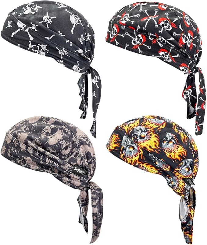 Doo Rags Beanie Hats Skull Caps Dew Rag Bandana Helmet Liner Motorcycle Cycling Cap Do Rag Headwrap for Men and Women