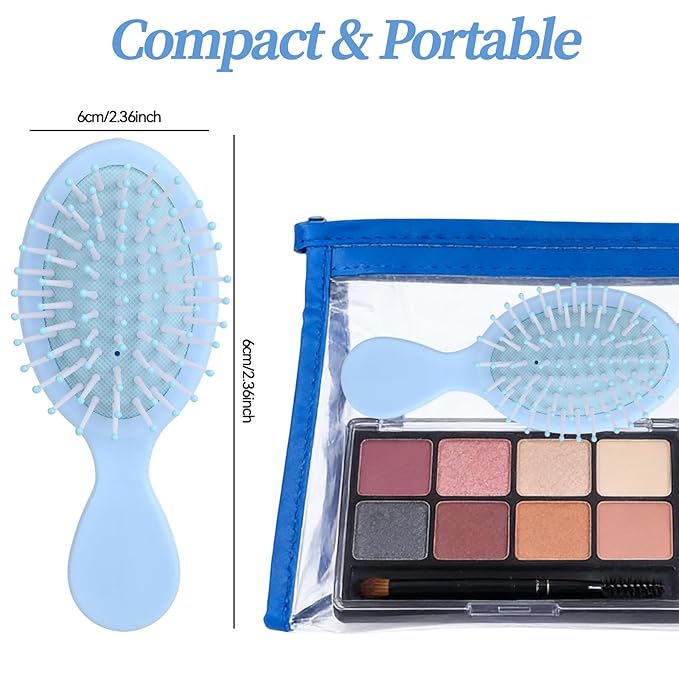 8 Pcs Blue Mini Hair Brush Bulk for Bridesmaid Proposal Gifts, Mini Wet Brush Bulk for Wet & Dry Hair Stocking Stuffers for Women, Travel Brushes Teen Stocking Stuffers for Bridal Party Gifts