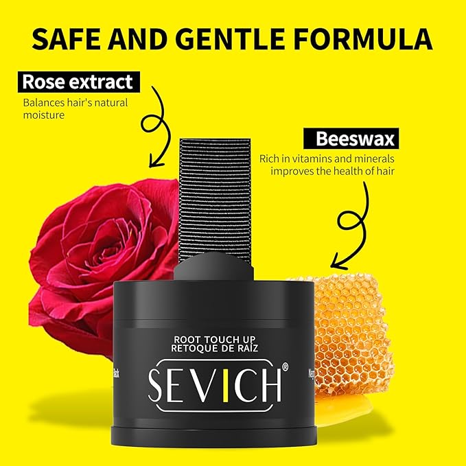 Sevich Hairline Powder - Root Touch Up Instantly Hair Color for Thinning Gray Coverage - Bald Spot Concealing Hair Powder for Women & Men - 48Hour Waterproof & Sweatproof - Red Brown