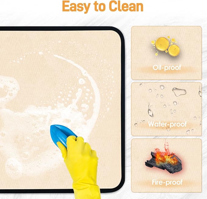 Heat Resistant Mat for Air Fryer, 16 x 20in Heat Resistant Mat for Countertop, Fireproof Silicone Countertop Protector Hot Pad for Air Fryer, Coffee Maker, Toaster, Oven (Khaki)