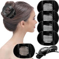 RC ROCHE 6 Pcs Flat Claw Hair Clips for Women Thick Hair French Round Duckbill Square Secure Strong Hold Grip Clamps Barrettes Curved No Slip No Crease Plastic Styling Cute, Medium Black
