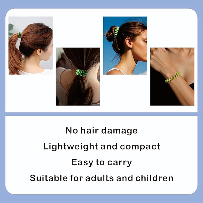 Spiral Hair Ties, 24 Pcs TPU No Crease Coil Hair Elastics, Multi-Color Matte, No Damage for Thick/Thin Hair, Hair scrunchies Ponytail Hlolders for Women Girls Kids (12 Colors)