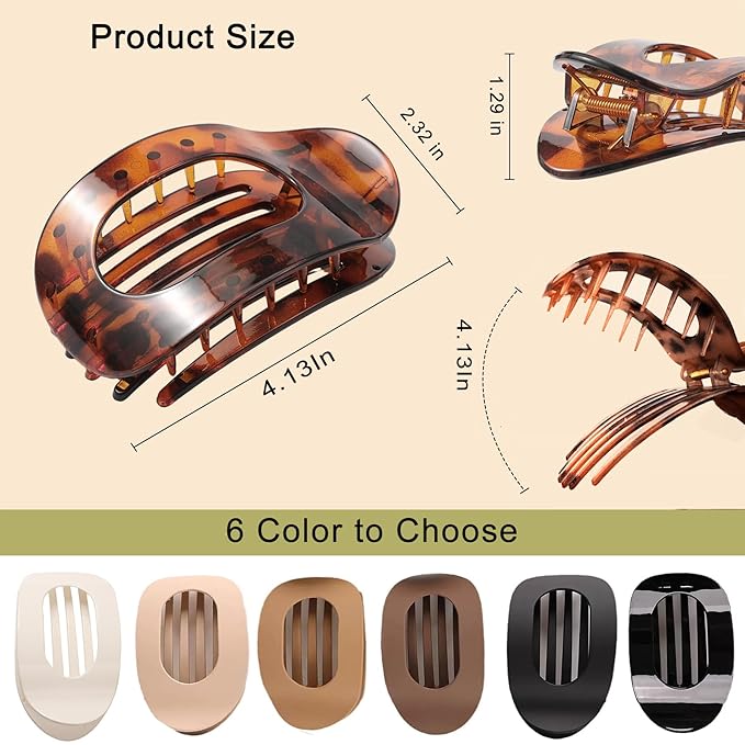 Flat Hair Clips for Women 6Pcs Strong Hold French Claw Clips for Thick or Thin Hair No Slip Grip Hair Claw Clips Hair Accessories for Styling Sectioning & Daily Wear