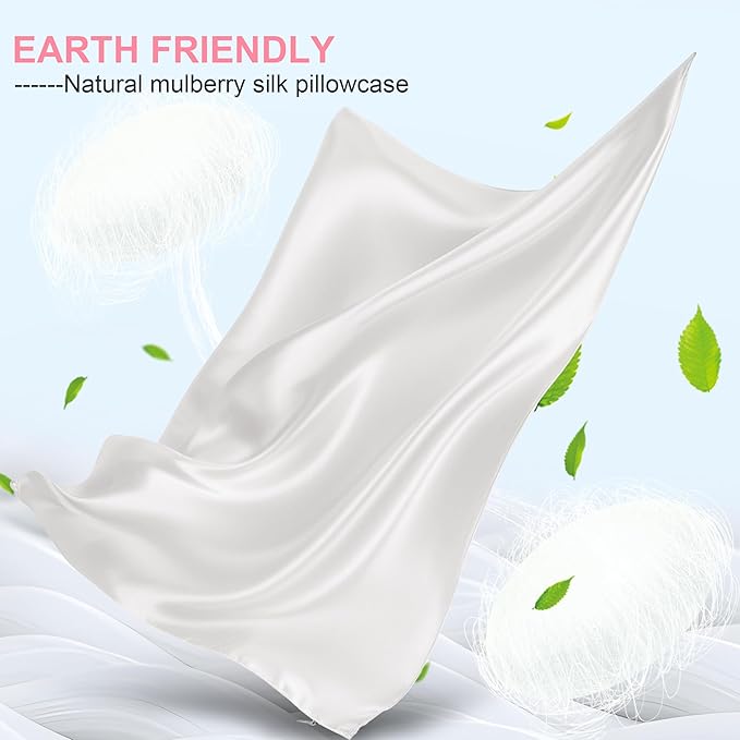 Mulberry Silk Pillow Cases Standard Size with Hidden Zipper, Ultra Smooth and Soft Breathable Cooling Silk Satin Pillowcase for Hair and Skin, Gifts for Women Men (Ivory, 20x26 Inches, 1 Pack)