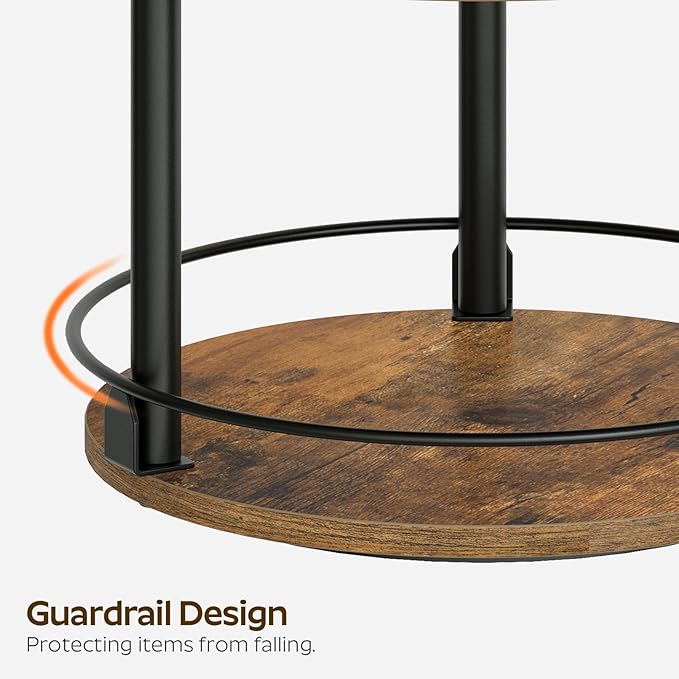 3-Tier Lazy Susan Organizer, Rotating Spice Rack, Spinning Organizer, Industrial Turntable Spice Rack Organizer for Cabinet, Kitchen Countertop, Pantry, Rustic Brown and Black SR23BR