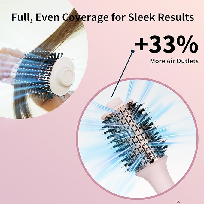 Hot-Air Hair Brushes Hair Dryer Brush Blow Dryer Brush- Dual Ionic Thermal Brush, Titanium Coated, High-Velocity Airflow for Fast Blowouts & Volumizing, Suitable for All Hair Types & Lengths