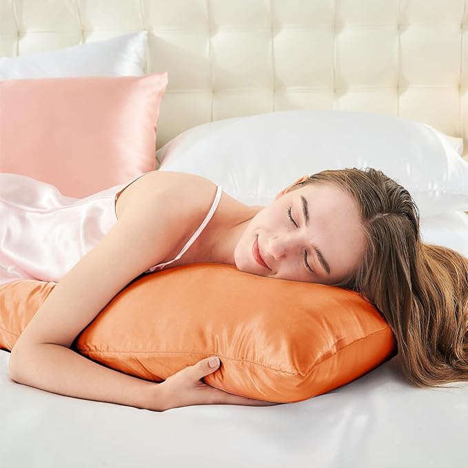 BEDELITE Satin Body Pillow Cover, Super Soft and Cooling Body Pillow Pillowcase for Hair and Skin, Breathable Silky Full Long Pillowcase Cover(20"x54", Burnt Orange)