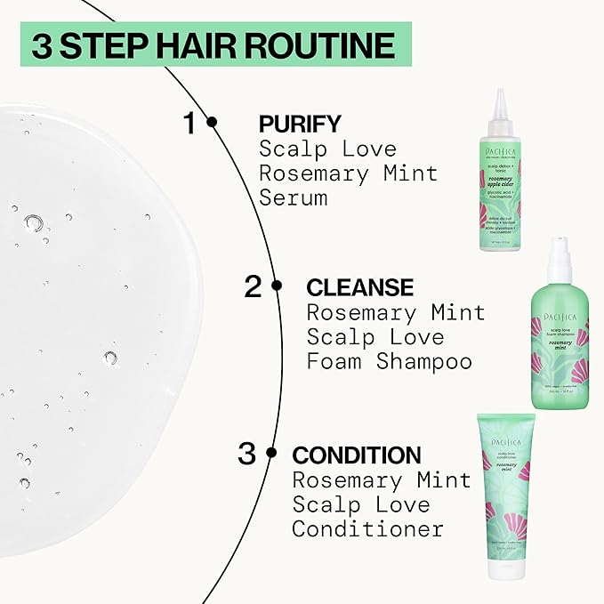 Pacifica Scalp Love Rosemary Mint Serum - Dry, Flaky, and Itchy Scalp Serum, Hydrating, Moisturizing, and Calming Treatment Formulated with Witch Hazel, Vegan and Cruelty-Free - 2 Fl Oz