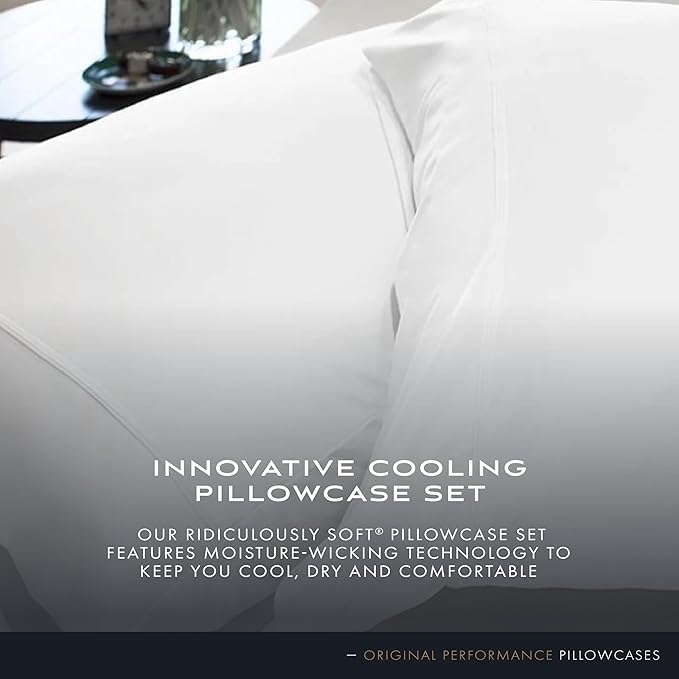 SHEEX Original Performance Cooling Pillowcases, Ultra-Soft Pillowcase Set, 2 Cooling Pillow Covers, King, Pearl Blue