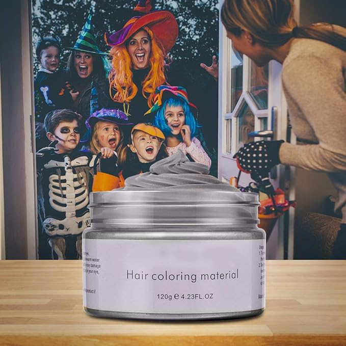 YHMWAX Fashion Silver Gray Hair Wax Pomade - Colorful Disposable Natural Hair Styling Gel for Party, Cosplay, Masquerade