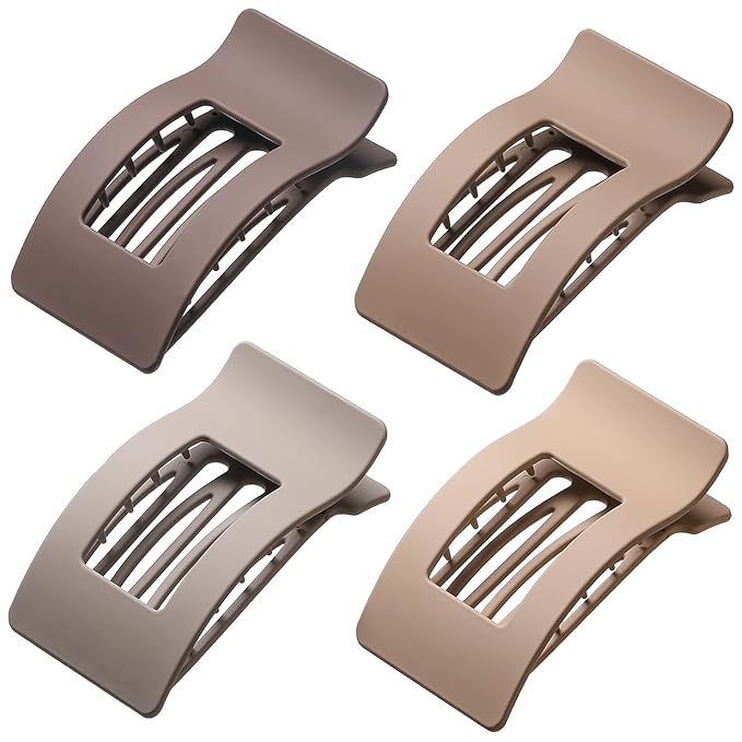 4 PCS Flat Hair Clips, Large Flat Claw Clips for Women Girls, Strong Hold French Hair Clips for Thick Thin Hair, Stylish Classic Hair Barrettes(Matte Finish)